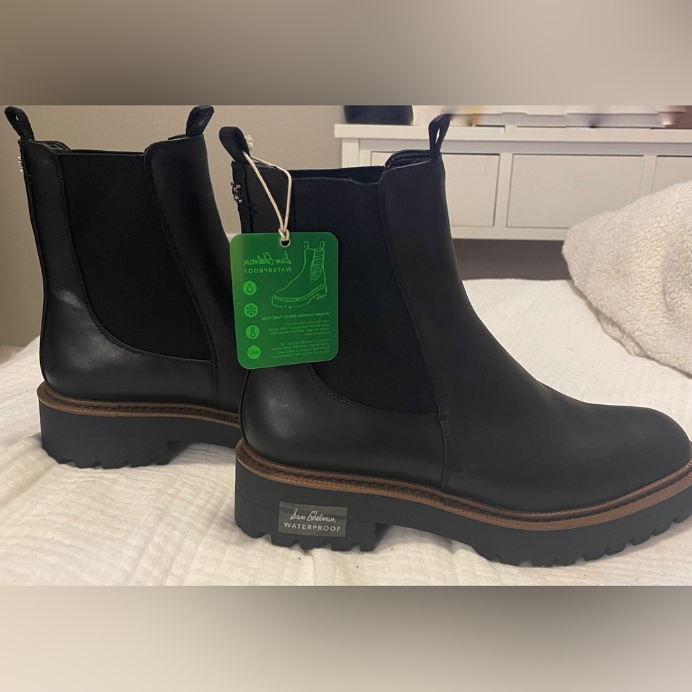 Sam Edelman Laguna Waterproof Black Leather Chelsea Boots Women’s 9.5
